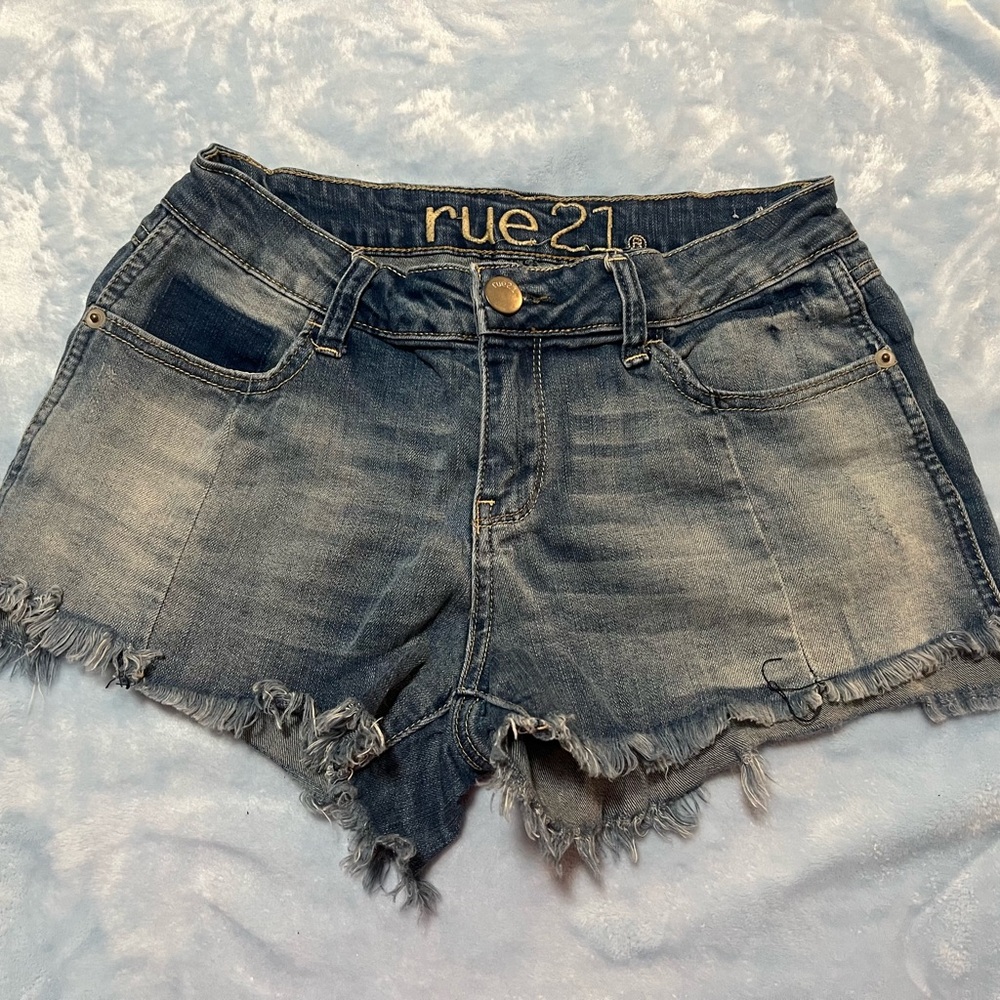 Rue21 Blue Jean Shorts Distressed Cut-Off Style